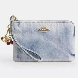 Coach Loved Denim With Charms Corner Zip Wristlet - NWT